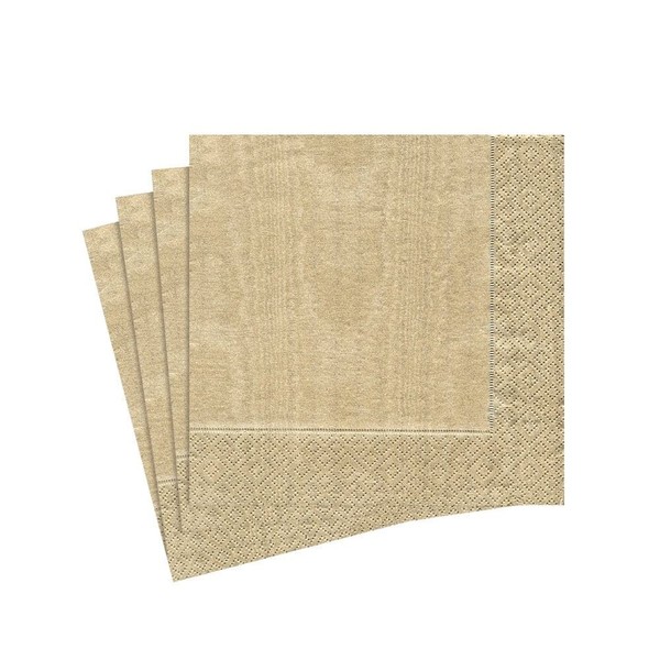 Caspari Moiré Paper Cocktail Napkins in Gold - Two Packs of 20