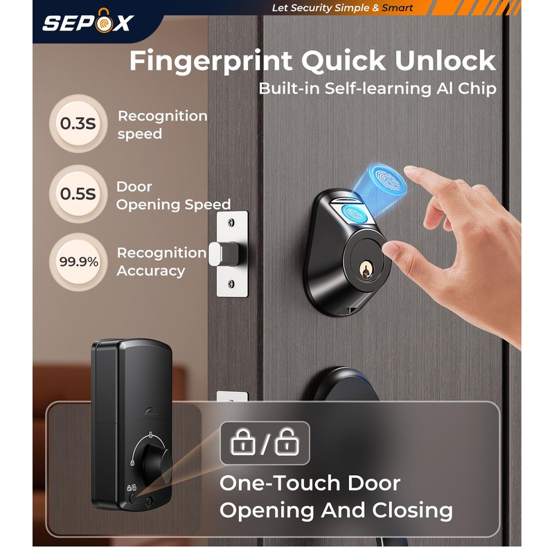 SEPOX® 2PC Set Smart Deadbolt Lock - 5-in-1 Keyless Entry