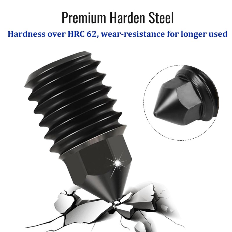 Nssnlur Pack of 6 hardened steel nozzle for Bambulab X1/X1C/X1E/P1P/P1S,