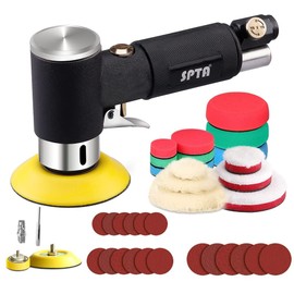 SPTA Air Sander Polisher, 25mm/50mm/80mm Random Orbit Sander Polisher Sets with Polishing Pads & Buffing Pads for Car Detailing Polishing