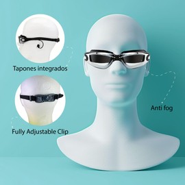 Swimming Goggles with Ear Plugs - Swimming Goggles with UV Protection - Anti-Fog Swimming Goggles - Swimming Goggles for Women - Swimming Goggles for Men - Swimming Goggles with Anti-Fog - Black