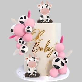 Decoración para tartas de vaca, lindas decoraciones para tartas de granja, decoración para fiestas de cumpleaños con temática de vaca, suministros para niñas y niños
