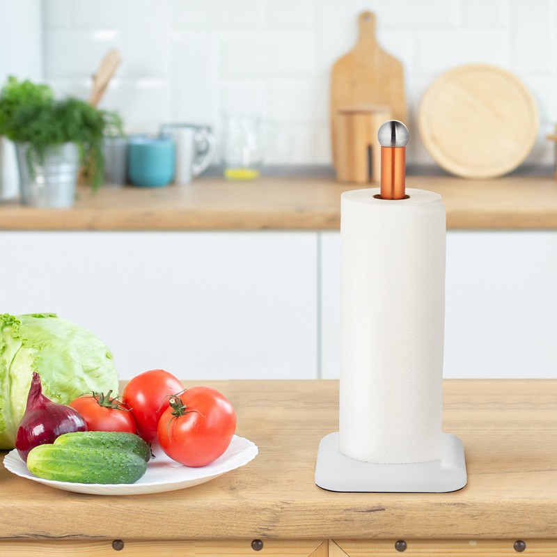 Relaxdays Standing Kitchen Roll Holder, Stainless Steel, Paper Roll Holder