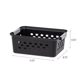 IRIS USA 12 Pack Shelf Storage Basket Organizer for Pantries, Black
