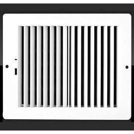 8w X 4"h Never Rust Plastic 2-Way-Vertical Air Supply Register - HVAC Vent Duct Grille - Off White [Outer Dimensions: 9.75"w X 5.75"h]