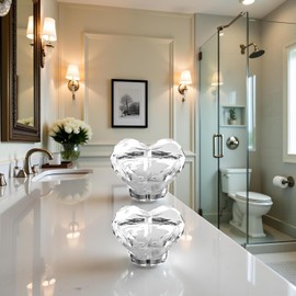 2 Pcs Transparent Love Heart Shaped Crystal Toilet Tank Button Aid, Love Heart Shaped Toilet Tank Button,Toilet Push Button Flush Replacement,Portable Accessory Handle Toilet Press Tool for Home