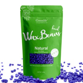 GreenLife® 17.6oz/1.10lb/500g Hard Wax Beads, Hard Wax Beans Hair Removal, Painless Waxing Bean Home wax Kit for Facial, Legs, Arms, Body, Bikini, Brazilian Pearl Depilatory, Hot Waxs for Women and Men (Lavender)