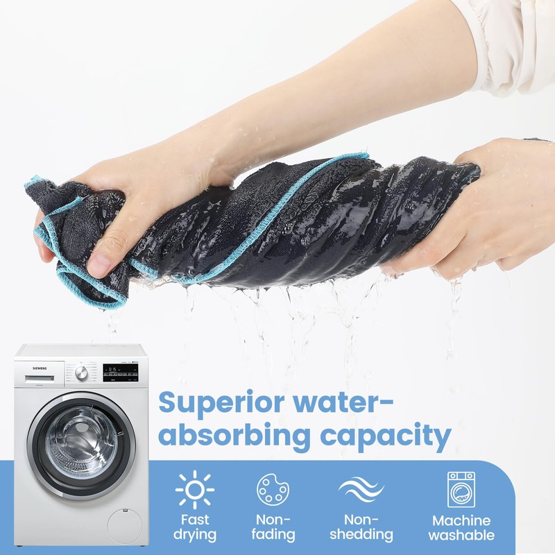 PETTOM 2 pieces dog towel dark grey dark grey