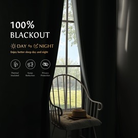 Beauoop Grey 100% Blackout Curtains 84 Inch Long 2 Panels for Bedroom Living Room Solid Room Darkening Thermal Insulated Soundproof Energy Saving Grommet Top Window Treatment Drapes,52x84 2 Set