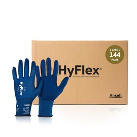 Ansell 11-818 HyFlex Nylon FORTIX Nitrile Foam Coating Work Gloves 4.1.2.1, Size X-Large, Blue