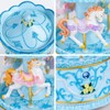 MS. WENNY Handcrafted Blue Carousel Music Box with Lights, Resin
