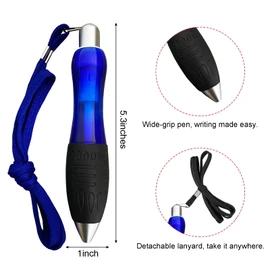 lyforx 14pcs Big Fat Pens Aids Writing For Tremor, Arthritis, Parkinson, Handicap, Carpal Tunnel Large Wide Grip Pens Blue (2 Pens + 6 Black Refills + 6 Blue Refills)