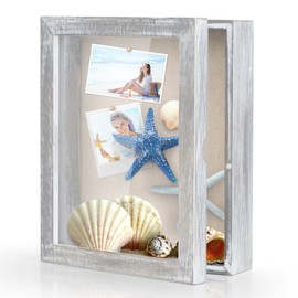 Love-KANKEI Shadow Box Frame 8x10 Shadow Box Display Case with Linen Back Memorabilia Awards Medals Photos Memory Box Gift Grey