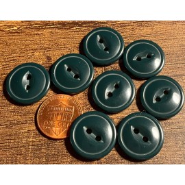 Unbranded Set of 8 Vintage NOS Glossy Dark Green Plastic Cat Eye Buttons 3/4" 19mm 14828
