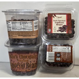Trader Joe & Choceur Dark Chocolate Covered Espresso Beans (4 Tubs)
