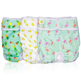 Pet Magasin Reusable Washable Dog Diapers (Pack of 3), Highly Absorbent with Strong & Flexible Closure (Trending, X-Large (26"-32" Waist))
