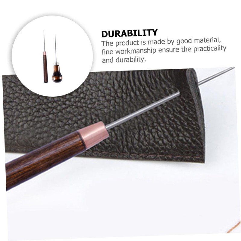 COHEALI 2pcs Perforating Leather Awls with Gourd Wooden Handle for