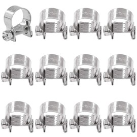 Swpeet 12Pcs 13MM-15MM 304 Stainless Steel Mini Fuel Injection Line Style Hose Clamp Assortment Kit Perfect for Automotive, Agriculture, Plant & Construction