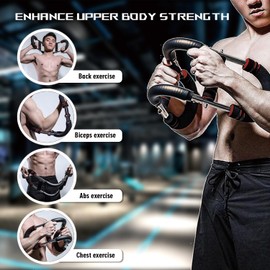 Twister Arm Exerciser, Chest Workout Equipment, Portable Power Twister Bar, Adjustable Spring Workout Bar for Enhancing Upper Body Muscle, 30-120lbs, Red