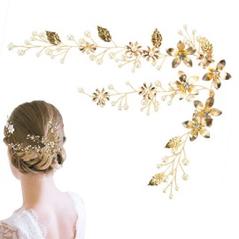 SIYINGSAERY Headdress, Wedding Hair Accessory, Twigs, Flowers, Bridal Hair Ornament, Bride Headband, Hairpin, Pearl, Rhinestones, Japanese Style, Hair Clip, For Girls, For Photography, Weddings,