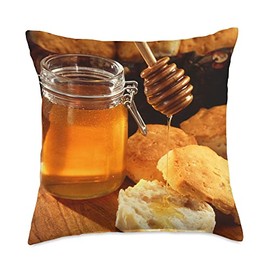 Sweet Condiments and Sweeteners Raw Honey and Biscuits Throw Pillow, 18x18, Multicolor