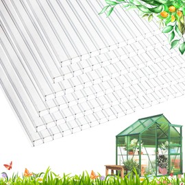 XISOCO 12 PCS 4' x 2' x 0.16'' Polycarbonate Greenhouse Panels Twin-Wall Polycarbonate Panels Reinforced Shatterproof Panel Greenhouse Polycarbonate Roof Panels for Outdoor Greenhouse Plant Stand Roof