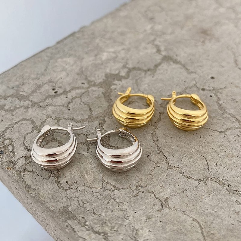 K.L.Y Hoop Earrings, Women's, Popular, Arc, Silver, 925 Ring, Hypoallergenic,