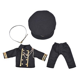 ISHR Obitsu 11 OB11 Size Costume, For 4.3 inches (11 cm) Body, Military Uniform, Short Hat, Nobility, Recovery Cosplay, Set of 4, 4 Colors (Black)