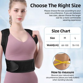 AYESY Back Straightener, Posture Correction Back for Men and Women, Adjustable Posture Trainer, Back Strap, Straightener, Back Strap for Pain (Black, M)