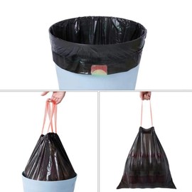 RTBQJ-AT Rubbish Bags 10 L Black Trash Bags 10 L Trash Bag with Carry Handle, Tear-Resistant and Liquid-Proof (40 x 45 cm, Pack of 90)
