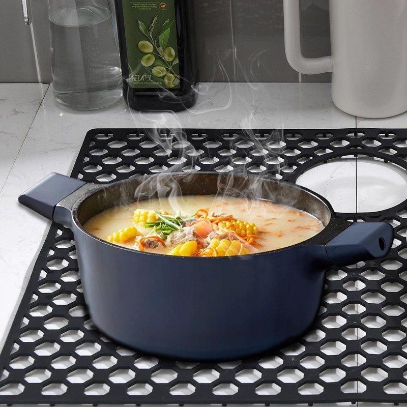 Brovy Black Silicone Sink Mats,18.6''x 15.6'' Kitchen Sink Mats for