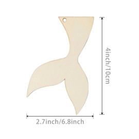 Unfinished Mermaid Tail Shaped Wood Tag Hanging Wood Cutout Blank Wood Slices Wooden Tags with Twine for Beach and Nautical Decor Christmas Holiday Wedding Birthday Party Decoration 20 Pcs