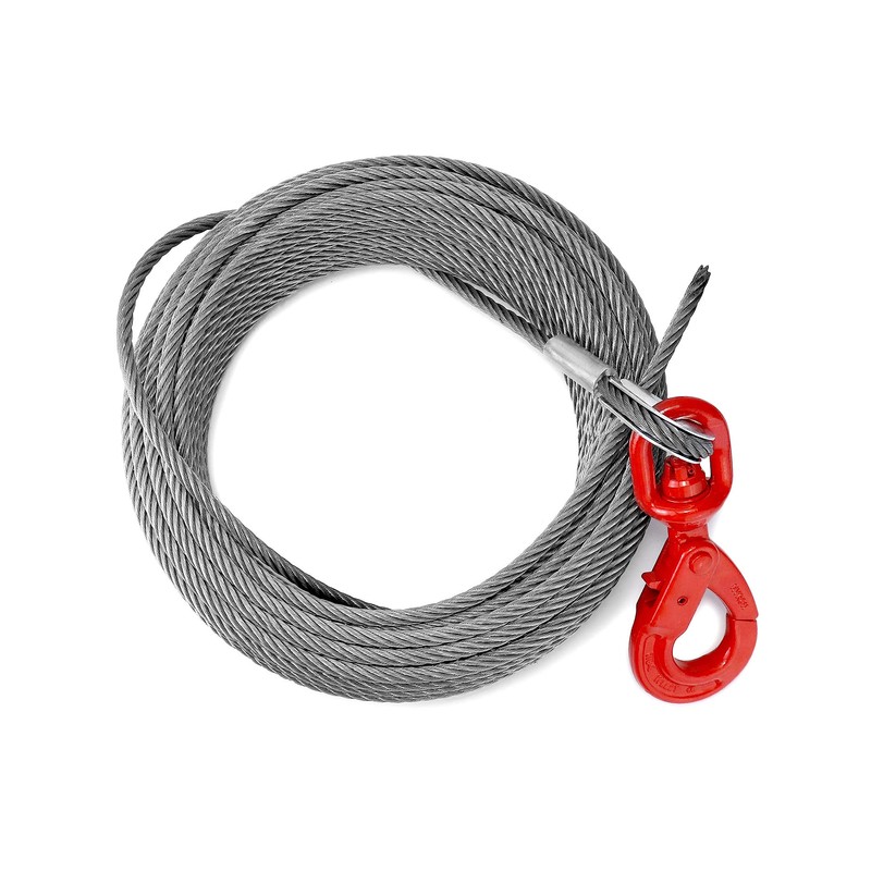 QWORK Heavy-Duty 3/8" x 100' Wire Rope Steel Core Winch