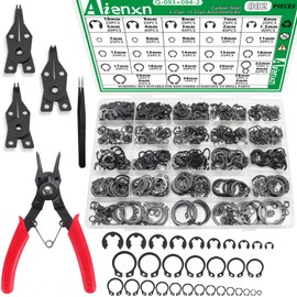 Aienxn 802PCS Snap Rings Assortment Kit, E Clips Assortment Kit (1.5MM-10MM) and C Clips Assortment Kit (4MM-28MM), 31 Sizes Alloy Steel Snap Ring Kit with 5PCS Snap Ring Plier and 1PCS Tweezer