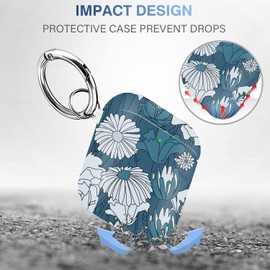 Valkit for AirPods 2nd Generation Case, Creative and Unique Pattern Airpods 2 & 1 Case Cover for Men and Women Shockproof Protective Wireless Charging with Keychain for Airpod 1/2 Case,Chrysanthemum