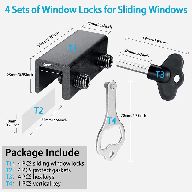 Sliding Window Locks, Sliding Lock with Keys, Sliding Door Security