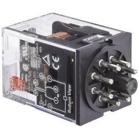 Omron MKS2P AC24 General Purpose Relay with Mechandical Indicator, Basic Model Type, Plug-In Terminal, Standard Internal Connections, Double Pole Double Throw Contacts, 110 mA at 50 and 96.3 mA at 60 Hz Rated Load Current, 24 VAC Rated Load Voltage