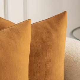 Mandioo Pack of 2 Chenille Cushion Covers Soft Comfortable Durable Throw Pillow Cases for Home Decor Sofa Couch Living Room Bedroom 18 x 18 Inch 45x45 cm Ginger