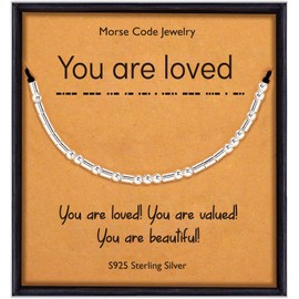 Suyi Inspirational Morse Code Bracelet for Women Girls 925 Sterling Silver Beads Bracelets for Friend Daughter Girlfriend Wife Coworker You are Loved
