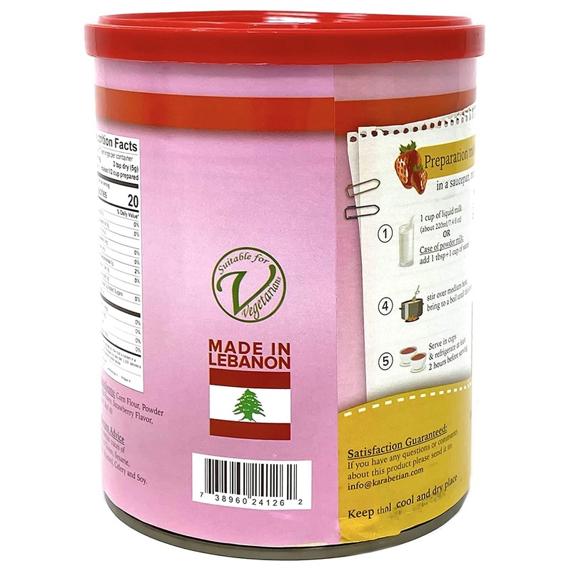 TAZAH Strawberry Custard Powder Mix, Easy to Prepare, No Added
