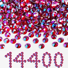 Beadsland Flatback Rhinestones Bulk,14400pcs Rhinestones for Nails Crafts Clothes DIY Decoration, Light Siam AB, SS16, 3.8-4.0mm