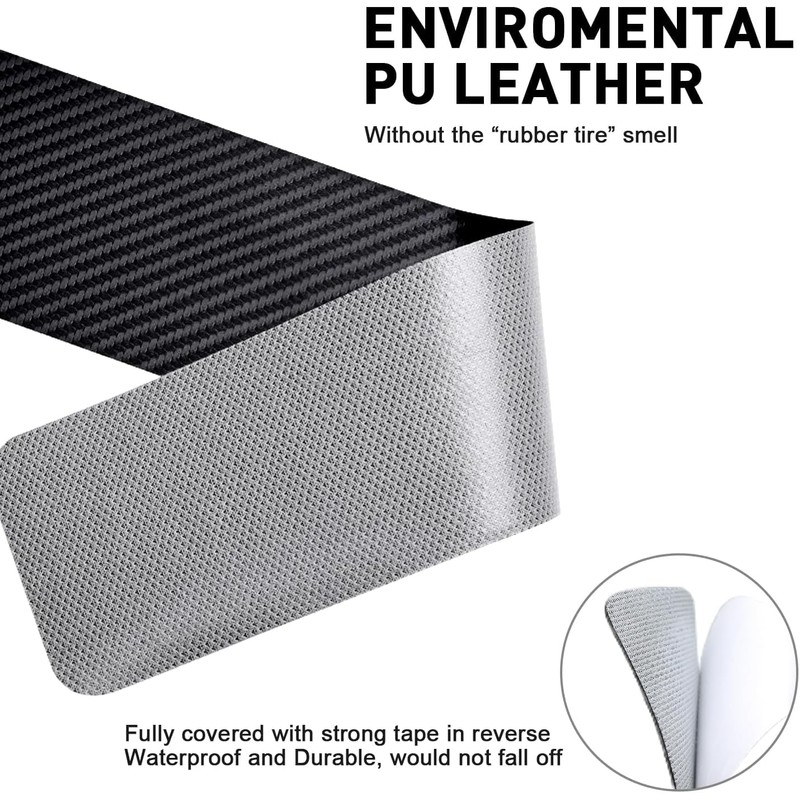JinRui-T 4PCS Carbon Fiber Leather Car Door Sill Protectors,Black Car
