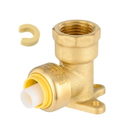 GUOFIS Push-fit Drop Ear Elbow,1/2 Inch Push Fit x 1/2 Inch Female NPT Drop-ear Elbow with Disconnect Clip, Push Fittings for Copper, PE-RT, CPVC Pipe(Pack of 1)