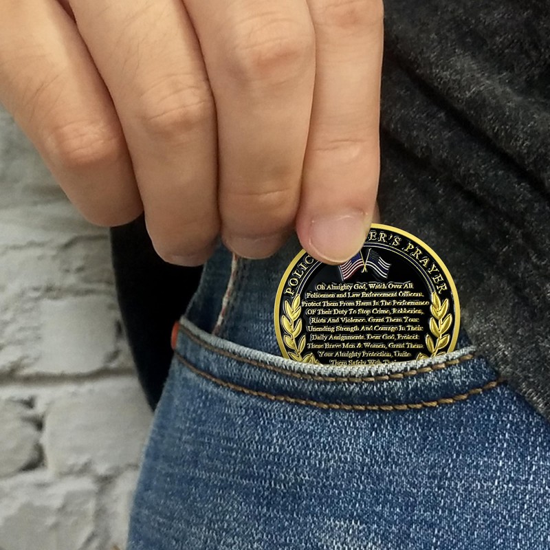 ST. Michael Police Challenge Coin Thin Blue Line Law Enforcement