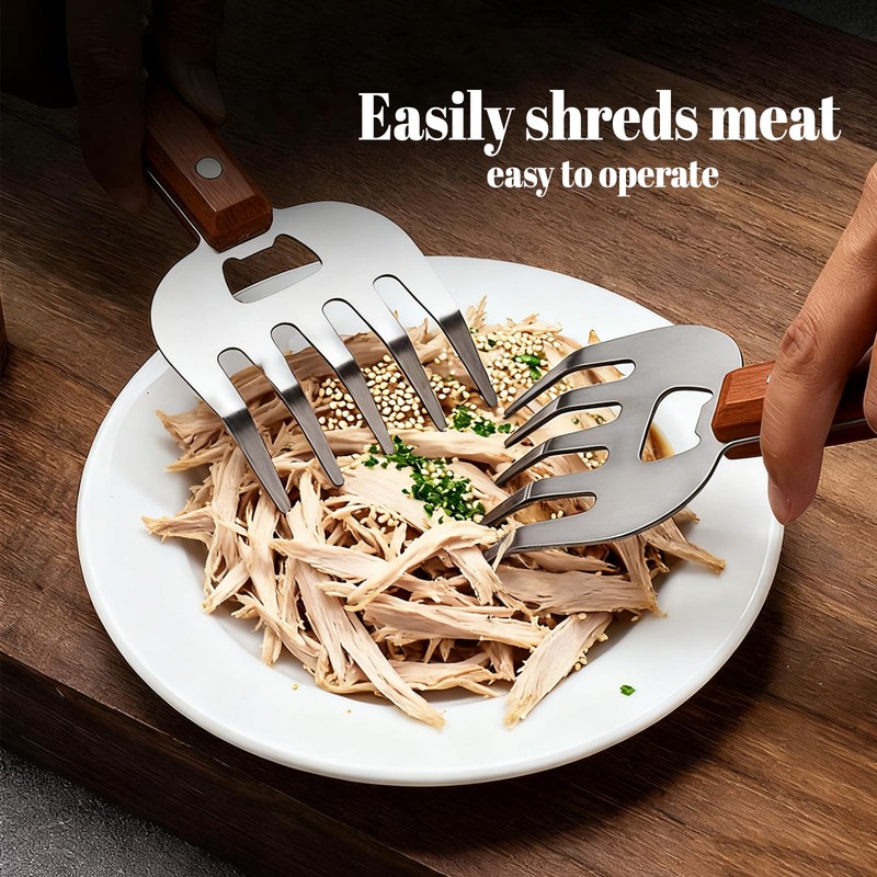 Meat Claws Shredder,Stainless Steel Pulled Pork Claws with Bottle Opener