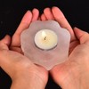 AMOYSTONE Selenite Tealight Holders Small Sunflower Shaped Crystal Candle Holders