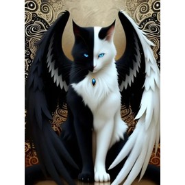 GOUOYANA Cat Diamond Art Kits for Adults, Full Drill Cat Diamond Painting Kits for Beginners, DIY Full Rhinestone 5D Diamond dots (Gemstone Craft), Home Wall Decoration (12x16 inch)