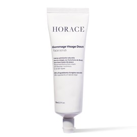 HORACE Gentle Face Scrub for Men - Exfoliating Cream with Argan Seeds, Murumuru Butter and Vitamin E - Pore Unclogging Skincare for All Skin Types - Unscented, 75 ml