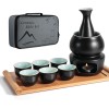 Dltsli Ceramic Sake Set With Bottle Cups Tray And Stovetop