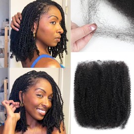 Afro Kinkys Bulk Human Hair for Dreadlock Extensions 3 Packs 150g/Pack Mini Twist Braiding Hair 4C Afro Kinky-Curly Human Hair Springy Twist for Repair Locs (1B#, 8 Inch (Pack of 1))